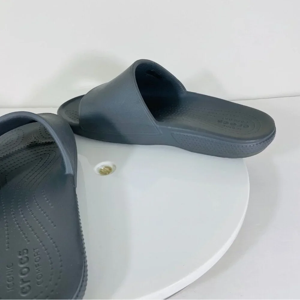 Crocs Comfort Slide Sandals Womens 9 Gray Band Slip On Active‎ Resortwear Gym